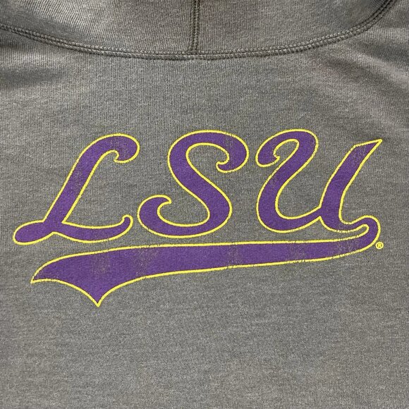 LSU Tigers Women’s Funnel Neck Hoodie Gray Campus Couture Large Thumbholes - Picture 4 of 10